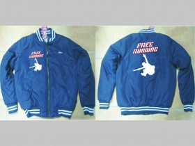 Free Running  modrobiela pánska zimná bunda s obojstranným logom, materiál 100%polyester (obmedzené skladové zásoby!!!!)